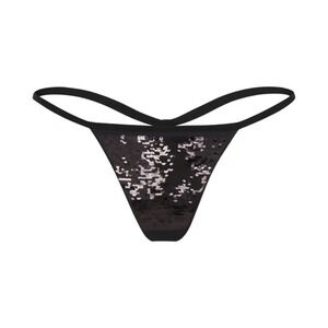SKIMS Sequin String Thong Onyx Black NWT Size 3X